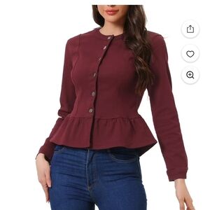 Women's Burgundy Peplum Top